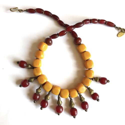 African Amber Dangle Necklace2