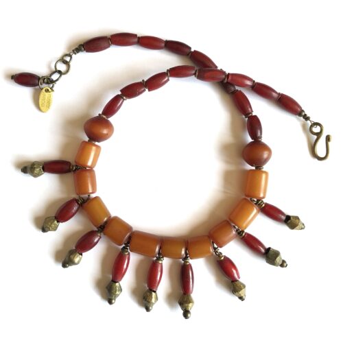 African Amber Dangle Necklace3