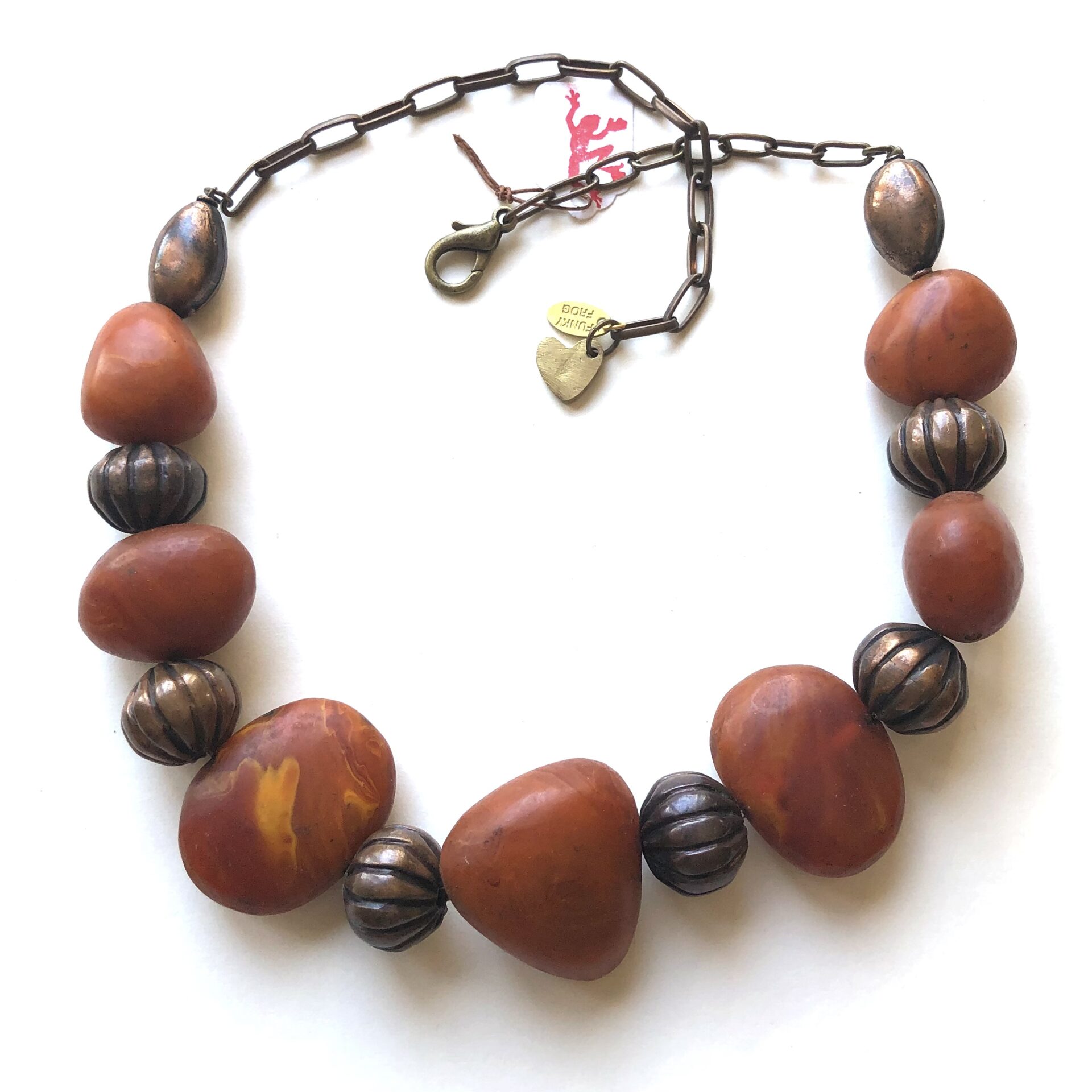 African Amber + Copper Beads Necklace