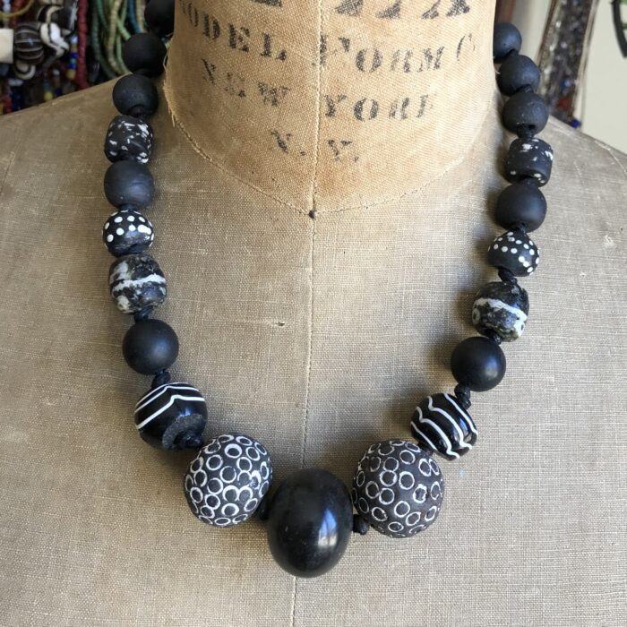 African Beads Black and White Necklace