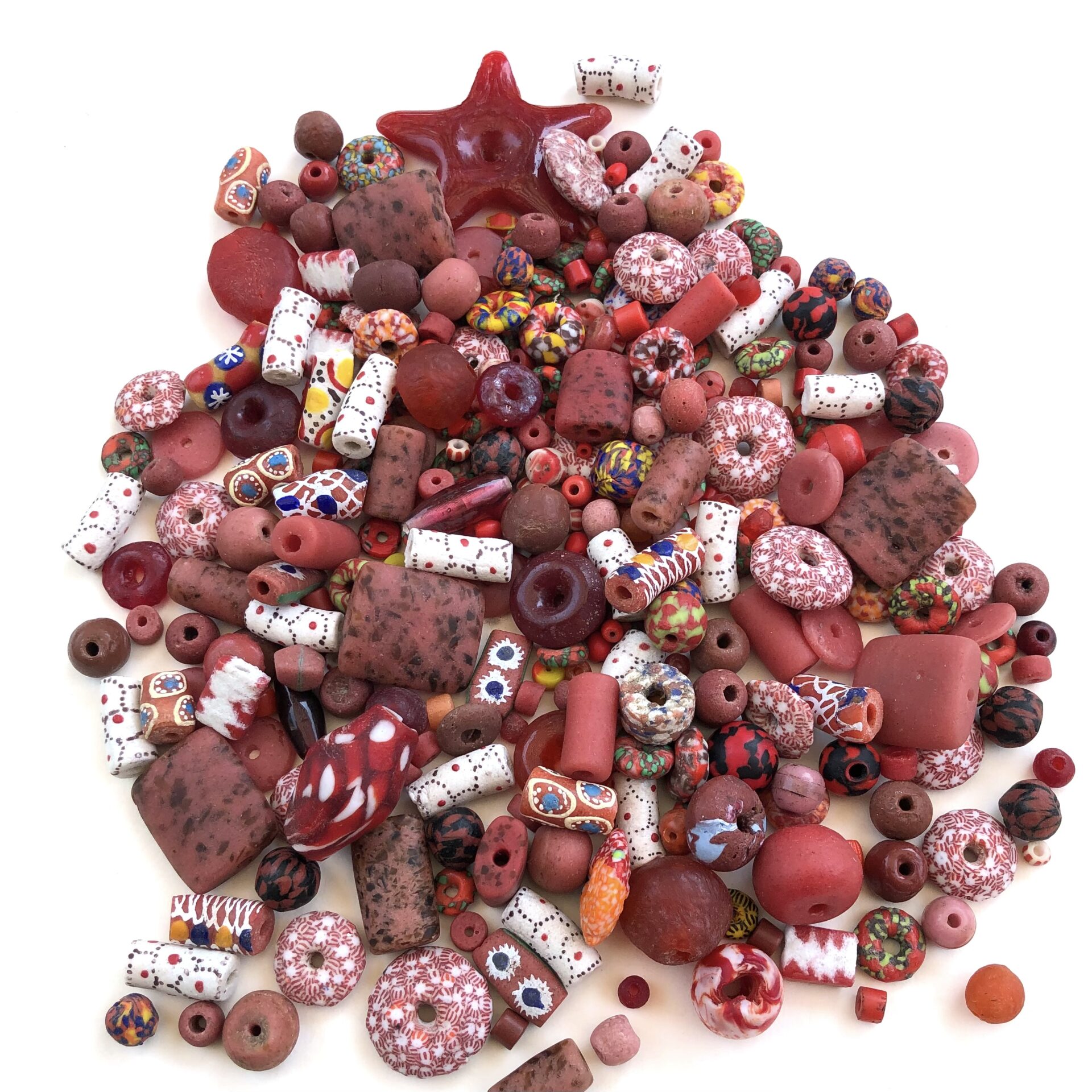 Mixed Red Recycled Glass Beads
