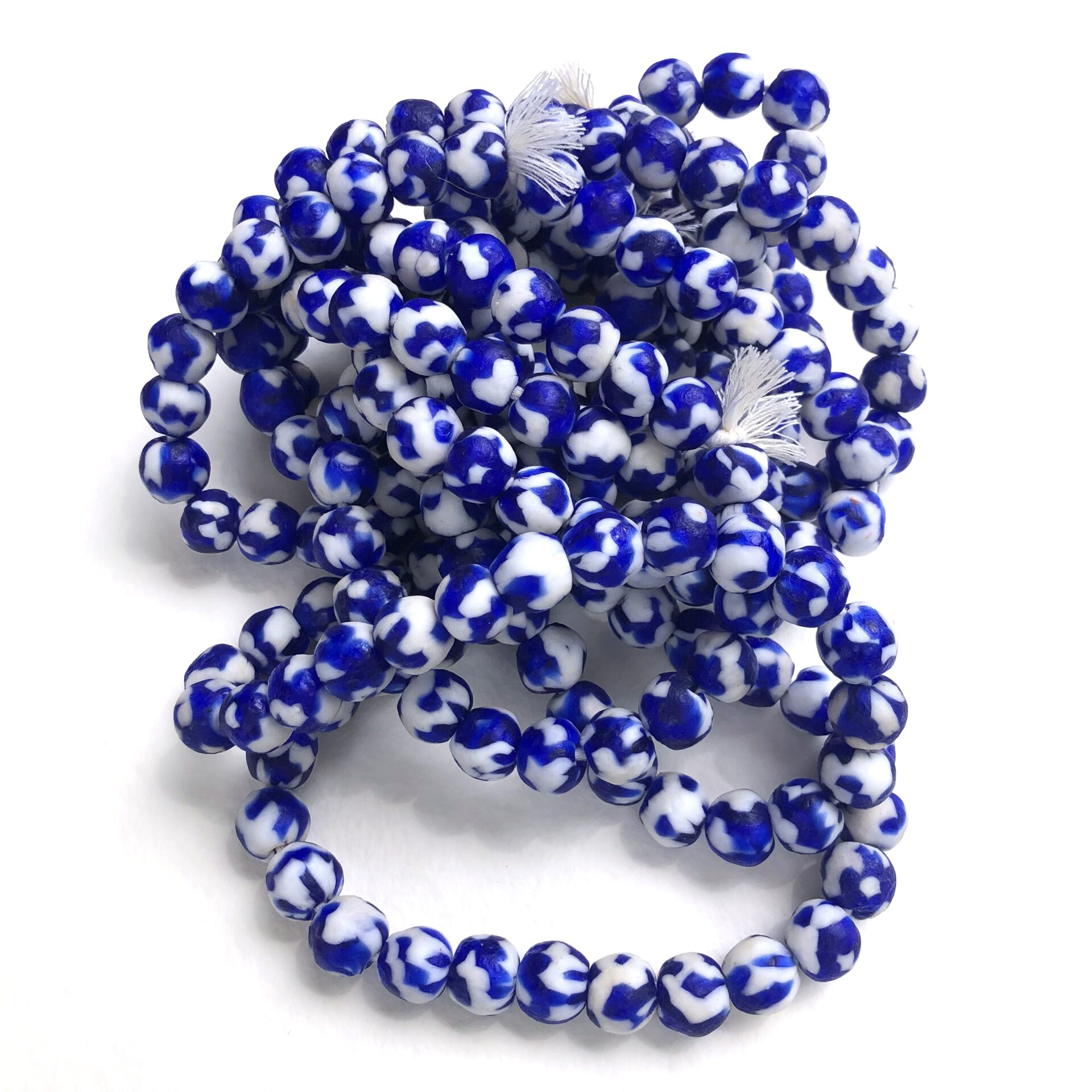 Blue and White Fused Recycled Glass Beads