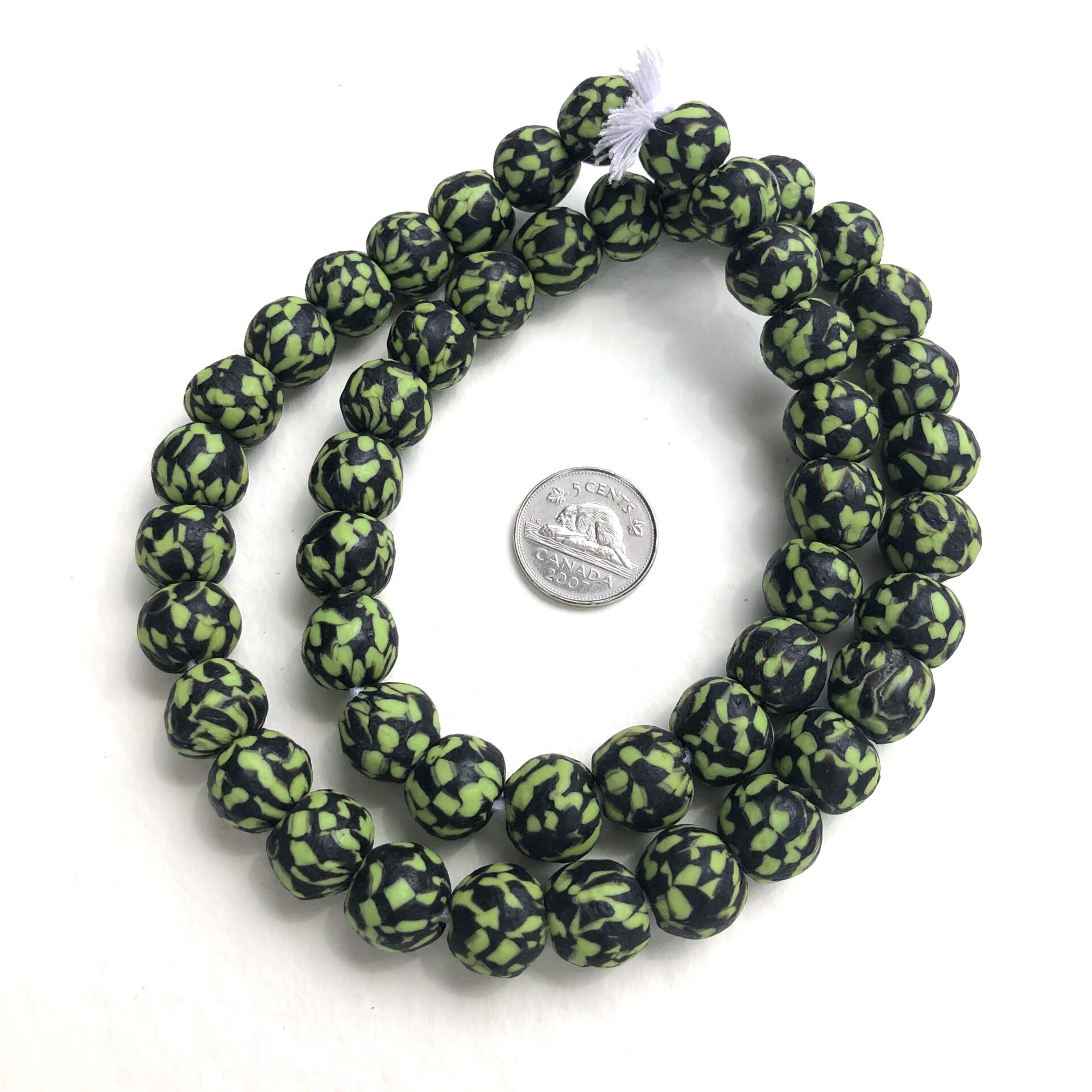Lime + Black Fused Recycled Glass Beads